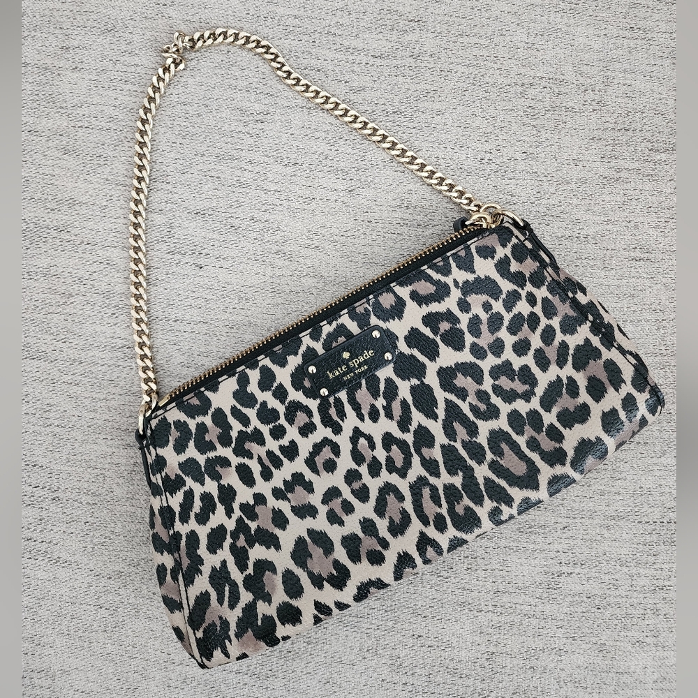 Kate Spade Black and Cream Leopard Clutch